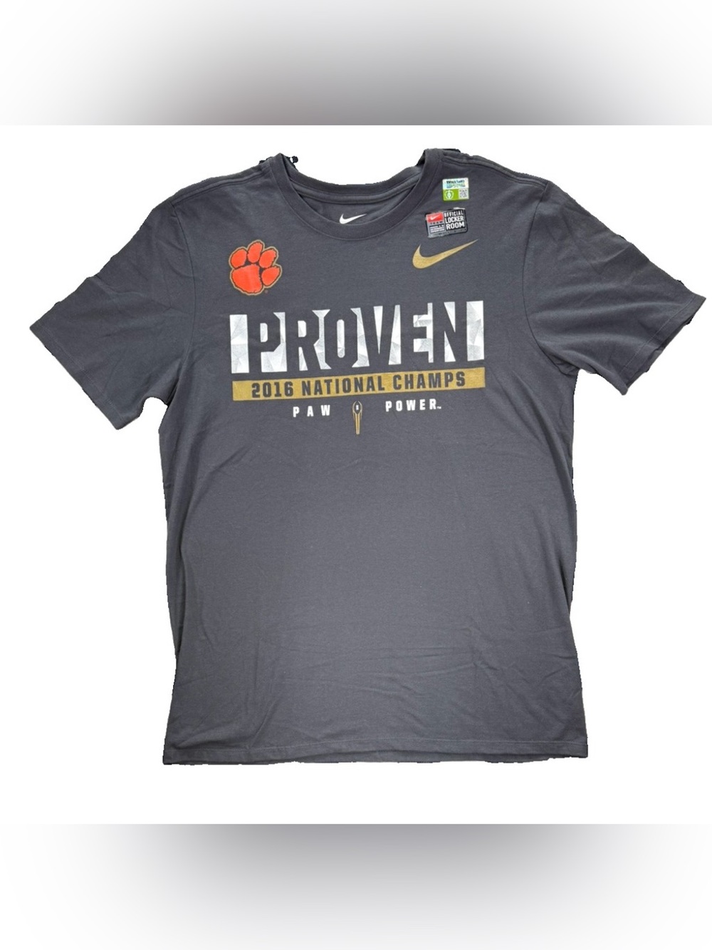 Clemson Tigers Proven Nike 2016 National Champions NEW T Shirt Men's Large Gray
